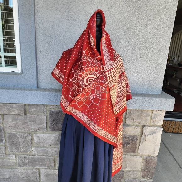 NWT Rusty Red Silk Scarf, Red Polka dot Silk Scarf, Red floral print Sil… - Picture 10 of 10